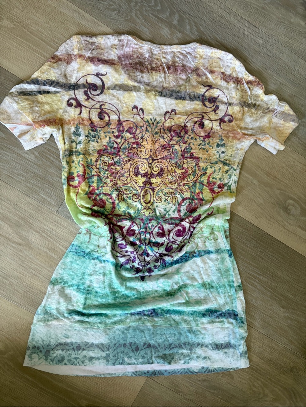 Color in Motion Y2K Rhinestone Graphic Tunic Top Medium - Picture 2 of 7
